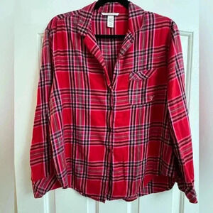 Victoria’s Secret Plaid Gold Shimmer Button Down Sleep Top Small Y2K EUC Holiday